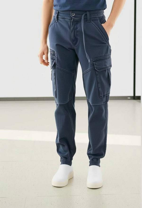Men's Navy Blue Narrow Fit Cargo Joggers