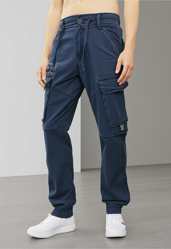 Men's Navy Blue Narrow Fit Cargo Joggers