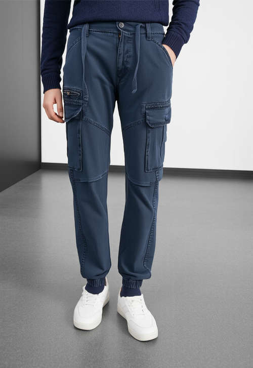 Men's Navy Blue Narrow Fit Cargo Joggers