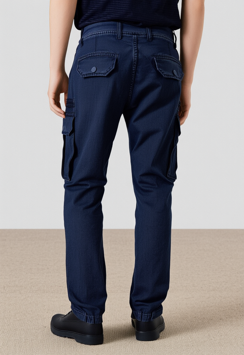 Men's Navy Blue Narrow Fit Cargo Joggers