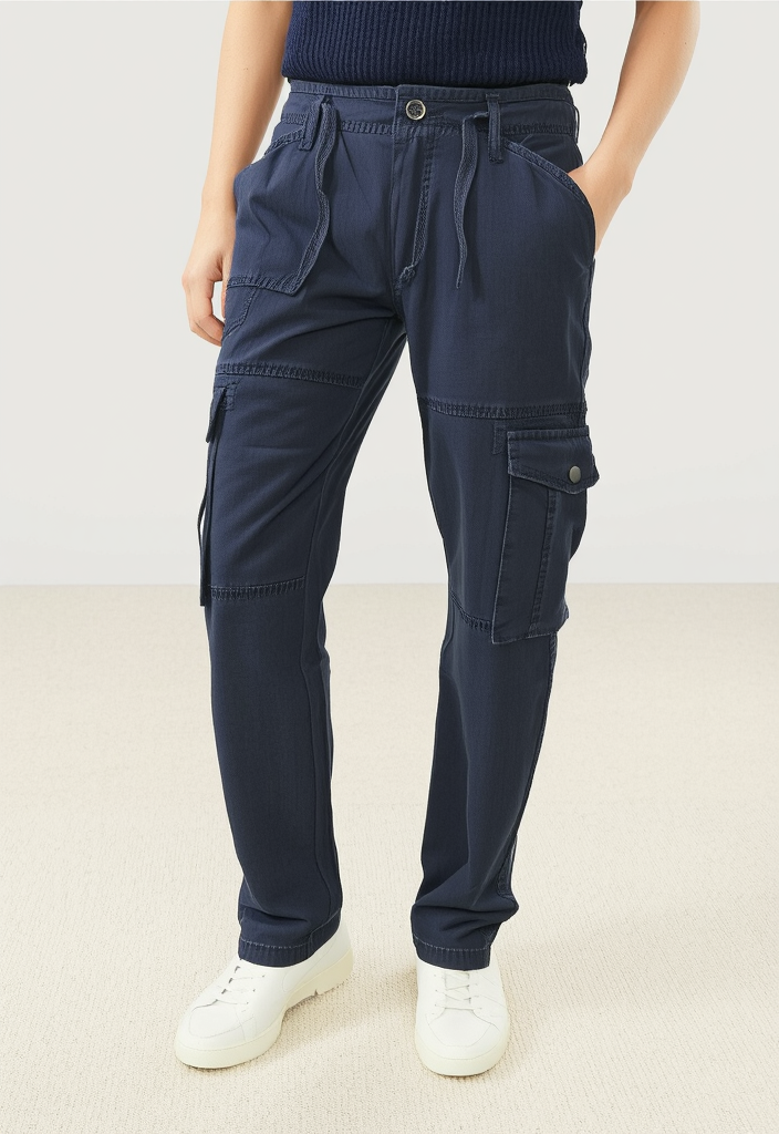 Men's Charcoal Black Narrow Fit Cargo Pants
