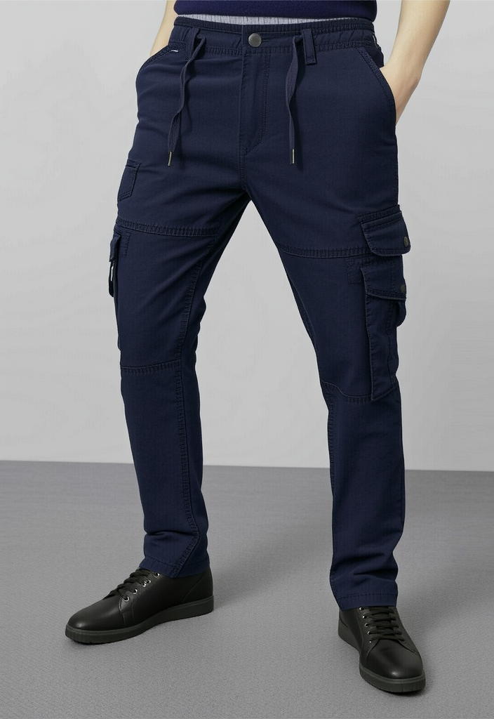Men's Charcoal Black Narrow Fit Cargo Pants