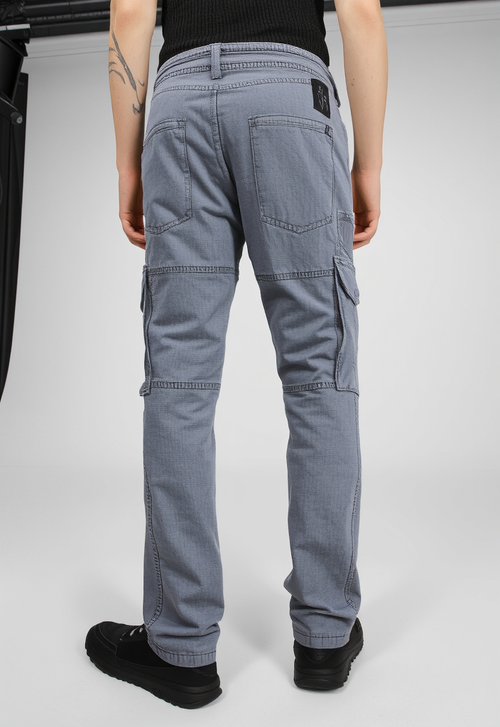 Men's Grey Narrow Fit Cargo Pants