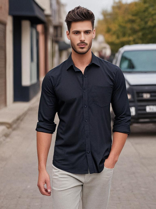 Classic Black Plain Shirt