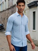 Light Blue Shirt with Blue Print