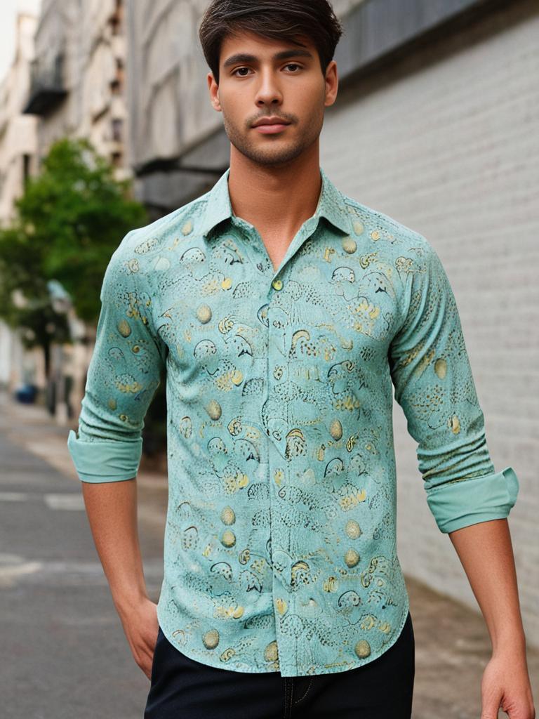 Light Green Shirt with black print