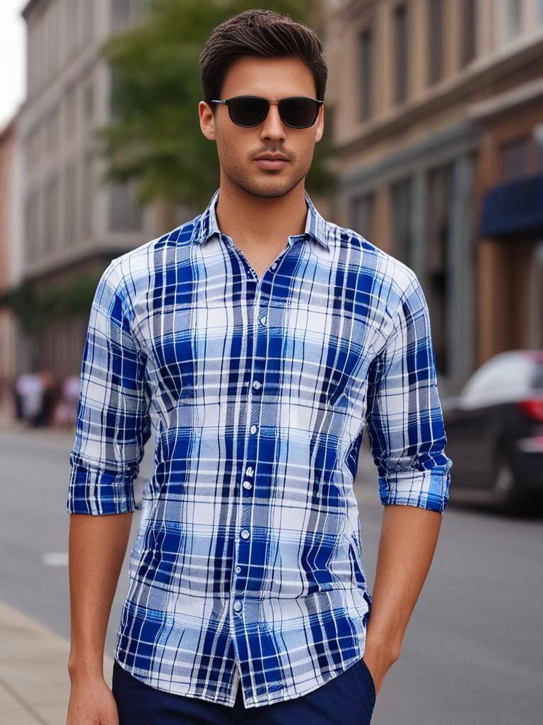 Blue White Checked Shirt