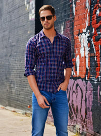 Dark Blue Shirt with Red Borders