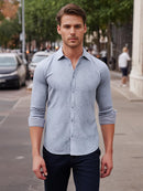 White and Grey Design Printed Shirt