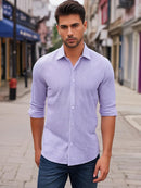 White Checked Shirt with Purple Border