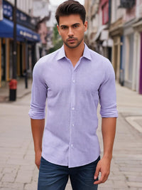 White Checked Shirt with Purple Border