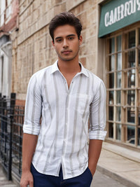 White Shirt with Brown Strap