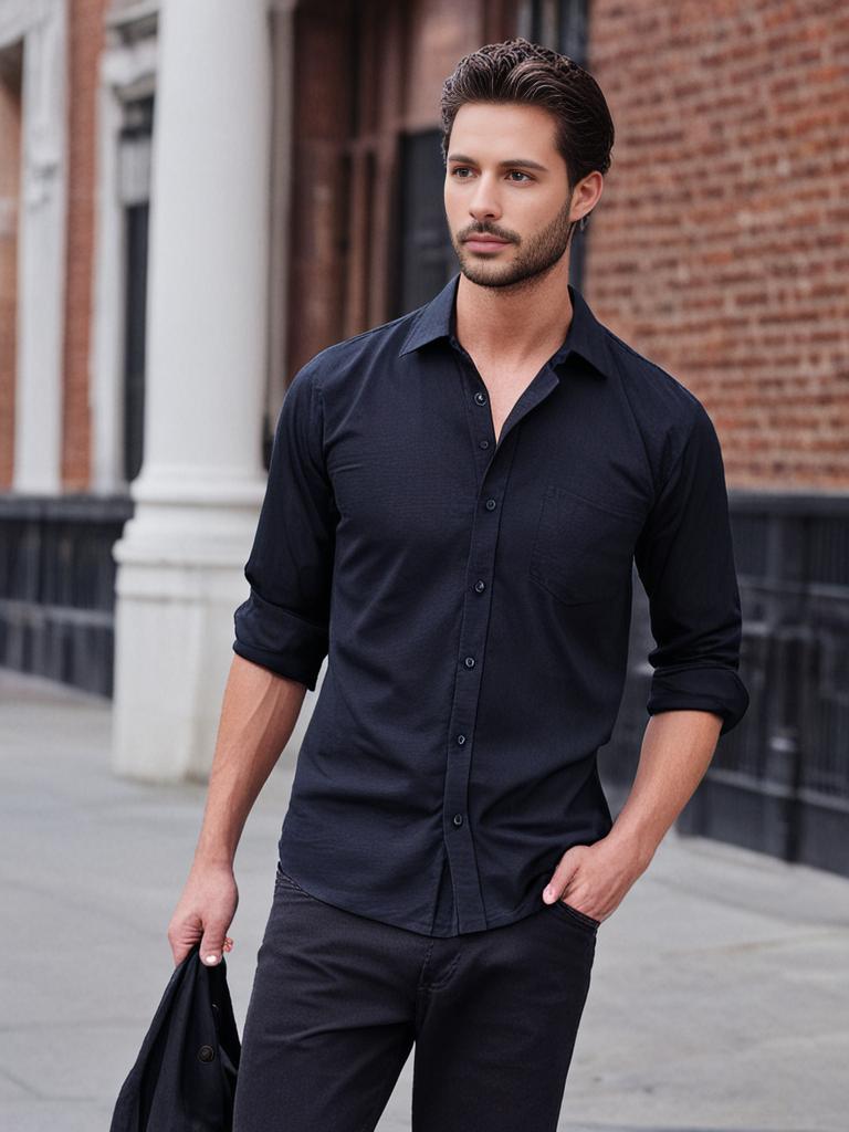 Classic Black Plain Shirt