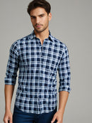 Blue Checked Shirt with light blue border